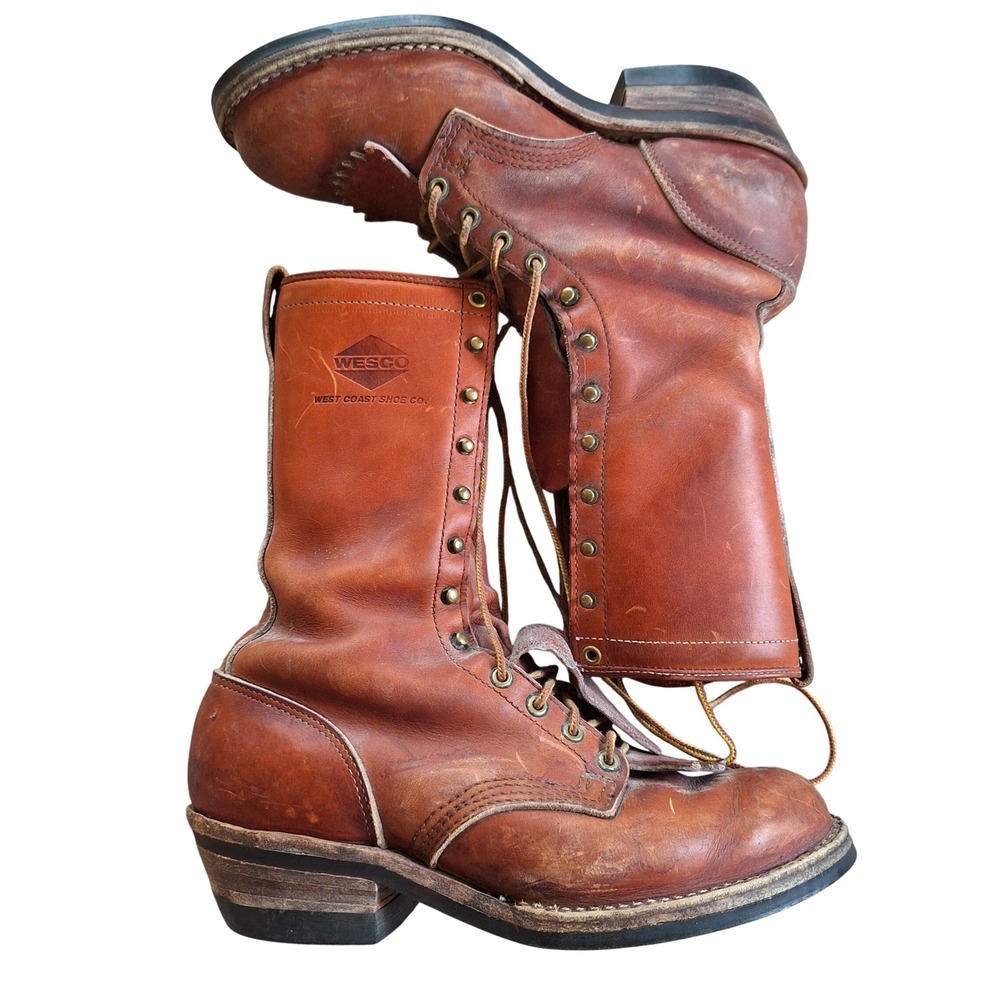 Wesco Vintage Highliner Lineman Logger Boot Kiltie Mens 8.5 EE Brown Lace Up